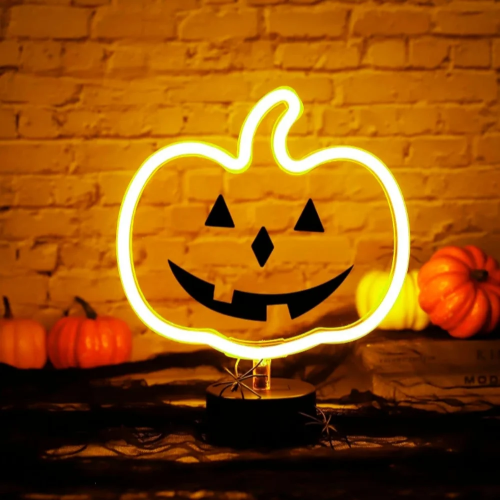 Jack o Lantern Pumpkin Neon Sign Light Warm White Halloween Party Jackolantern